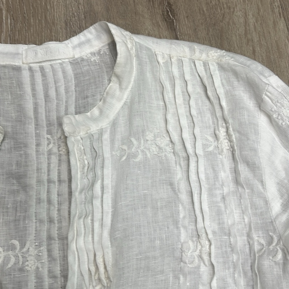 Spring CP SHADES l LINEN Tunic Mini Dress In White Sz XS - Picture 4 of 8